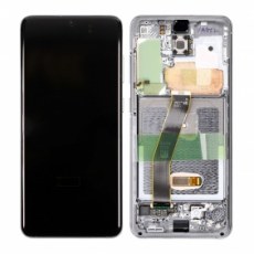 LCD Screen Assembly with Frame - Silver for Samsung Galaxy S20