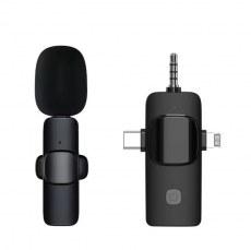 Wireless Microphone Type C Lavalier Microphone 3 in 1 Receiver for Live Streaming interview Teaching