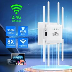 300Mbps WiFi Extender Repeater 8 Antennas WiFi Booster 2.4G WiFi Signal Amplifier Wireless Router Network