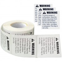 2000PCS 5.00X5.00X0.10cm Warning Signs Packing Stickers Self-adhesive Suffocation Emblems Applique Stickers